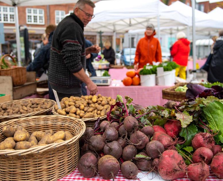 Market in Viborg with local produce