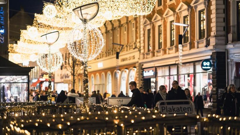 Julelys på Strøget i Aarhus