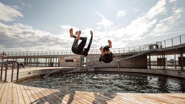 Udspring ved Havnebadet i Aarhus